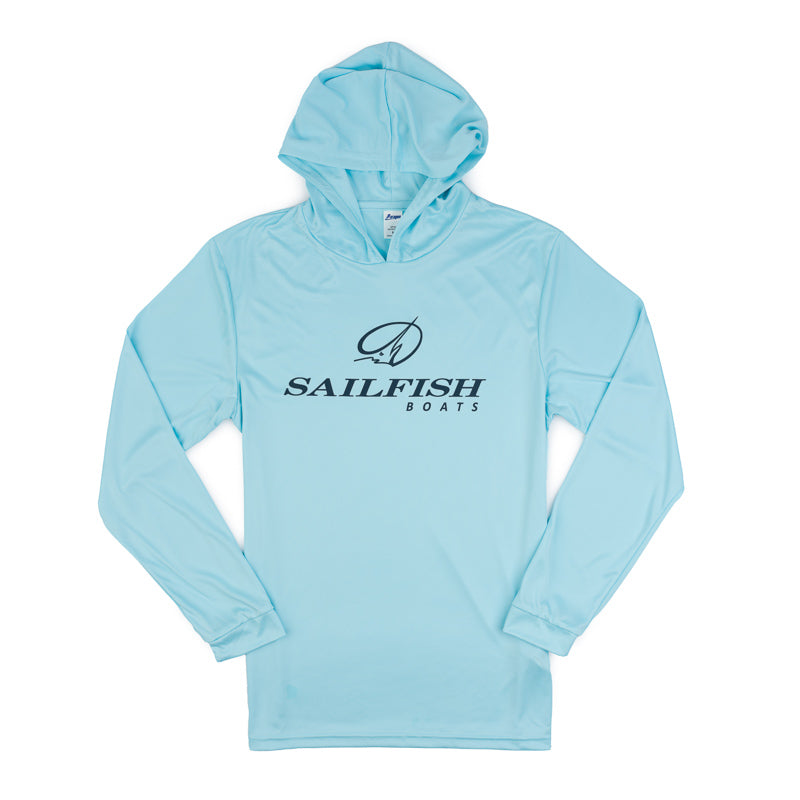 Island LS Performance Hooded Tee - Aqua Blue