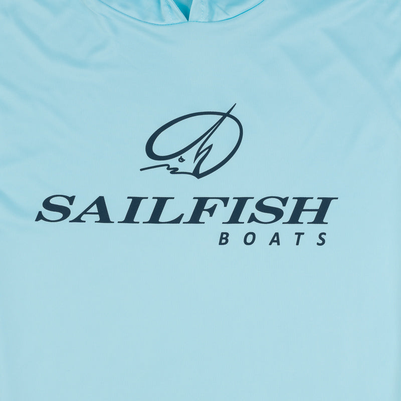 Island LS Performance Hooded Tee - Aqua Blue