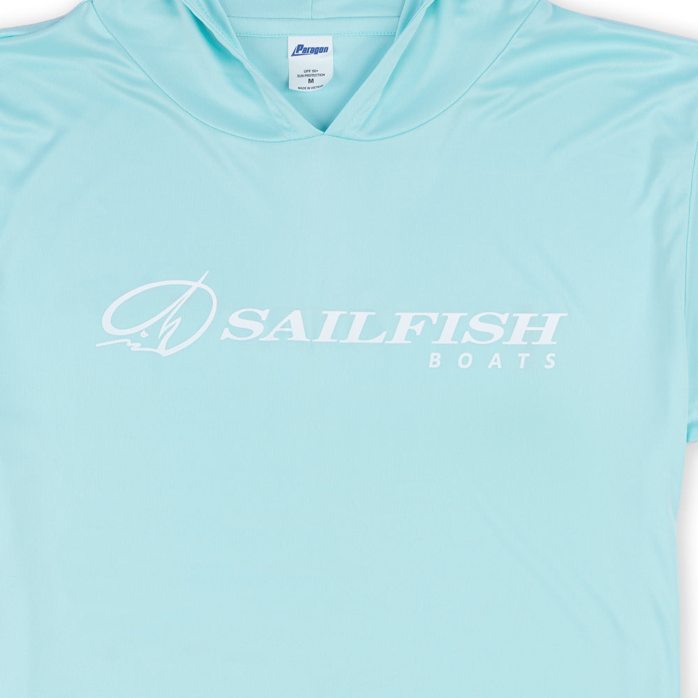 LS Outline Performance UV Hooded Tee - Aqua Blue