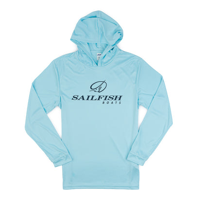 Island LS Performance Hooded Tee - Aqua Blue