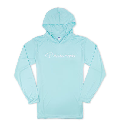 LS Outline Performance UV Hooded Tee - Aqua Blue