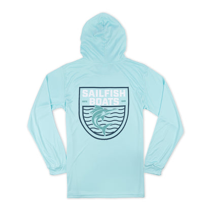 LS Outline Performance UV Hooded Tee - Aqua Blue