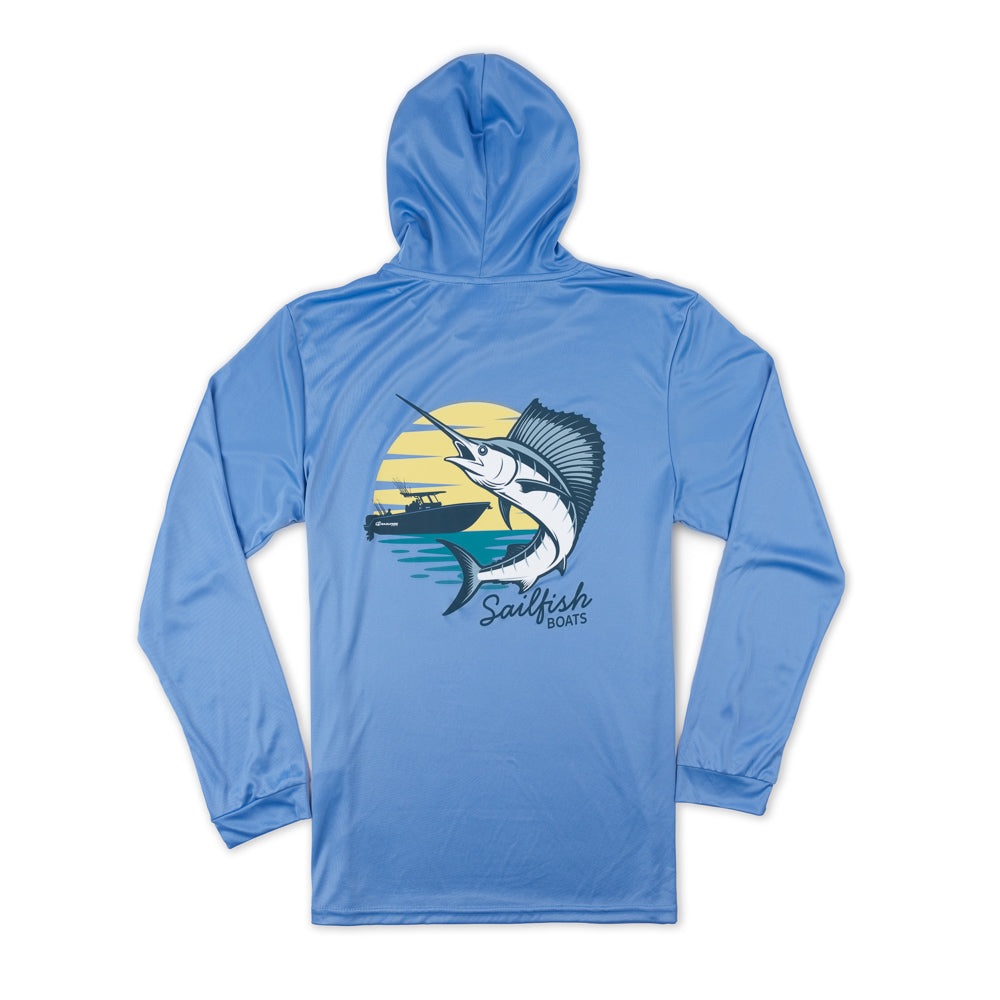 LS Sunset Performance UV Hooded Tee - Bimini Blue