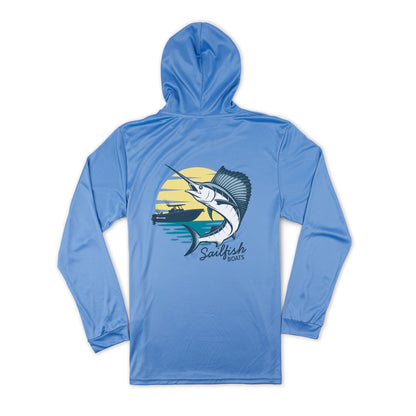 LS Sunset Performance UV Hooded Tee - Bimini Blue