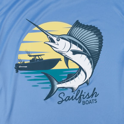 LS Sunset Performance UV Hooded Tee - Bimini Blue
