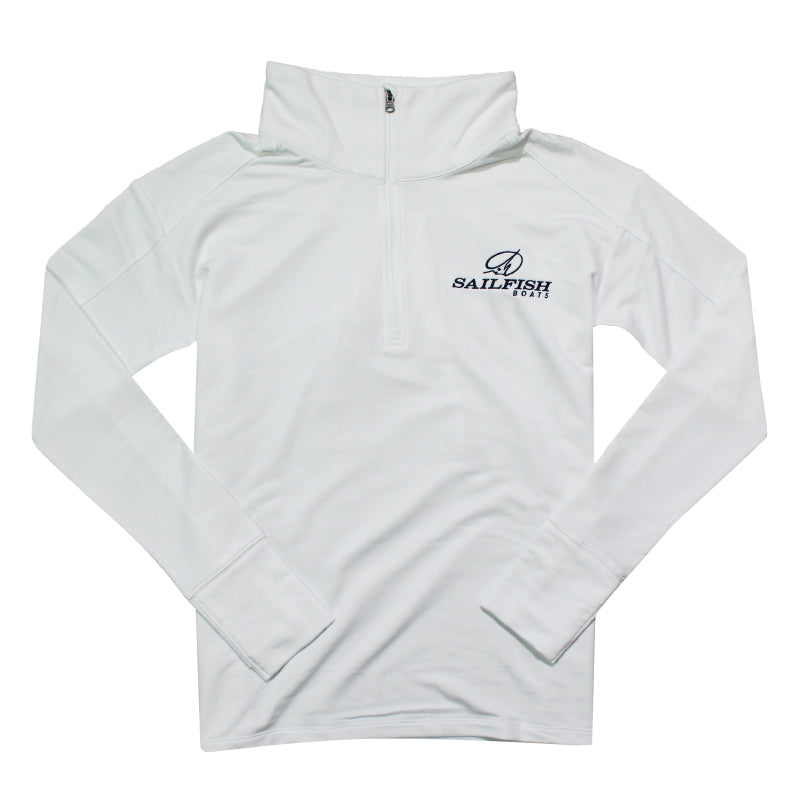 Women's 1/4 Zip Fleece Pullover - White - CLEARANCE